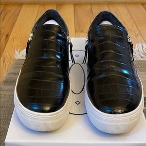 Steve Madden black croc zip slip on sneakers